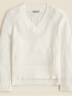 J. Crew Women's Heritage cotton relaxed V neck sweater in Black